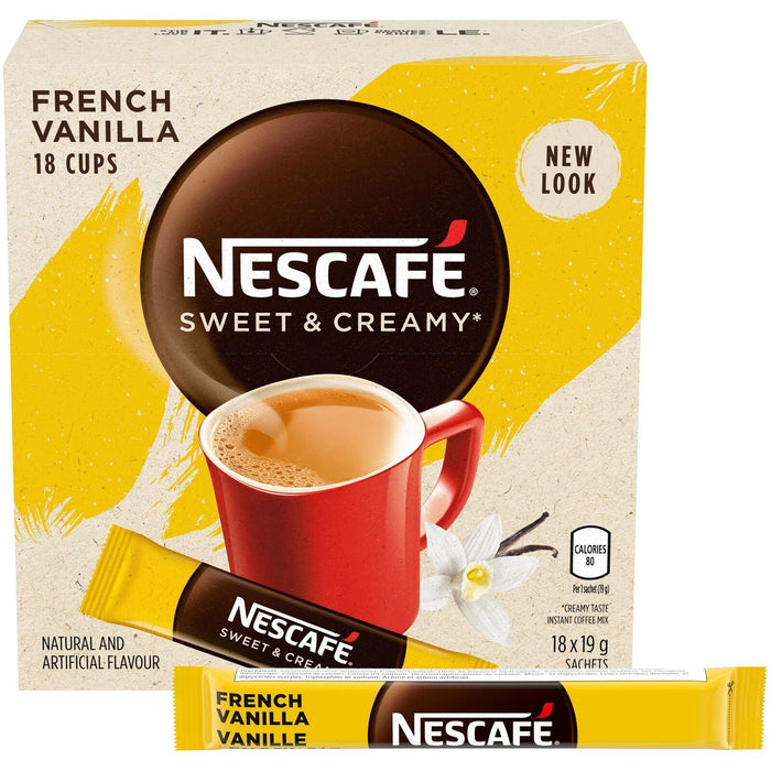 Nescafe Sweet & Creamy French Vanilla Instant Coffee Sachets 18x19g Each 6 Boxes