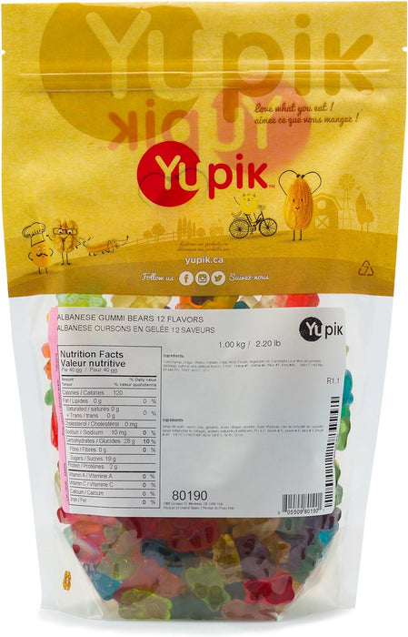 Yupik Gummy Bears 12 Fruit Flavors, 1kg/2.2lbs