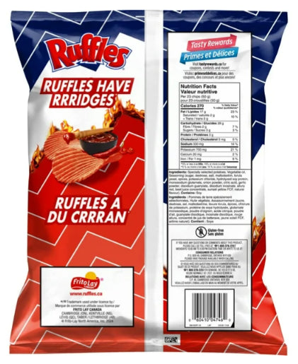 Ruffles Flamin' Hot Bar-B-Q Flavored Potato Chips, 190g