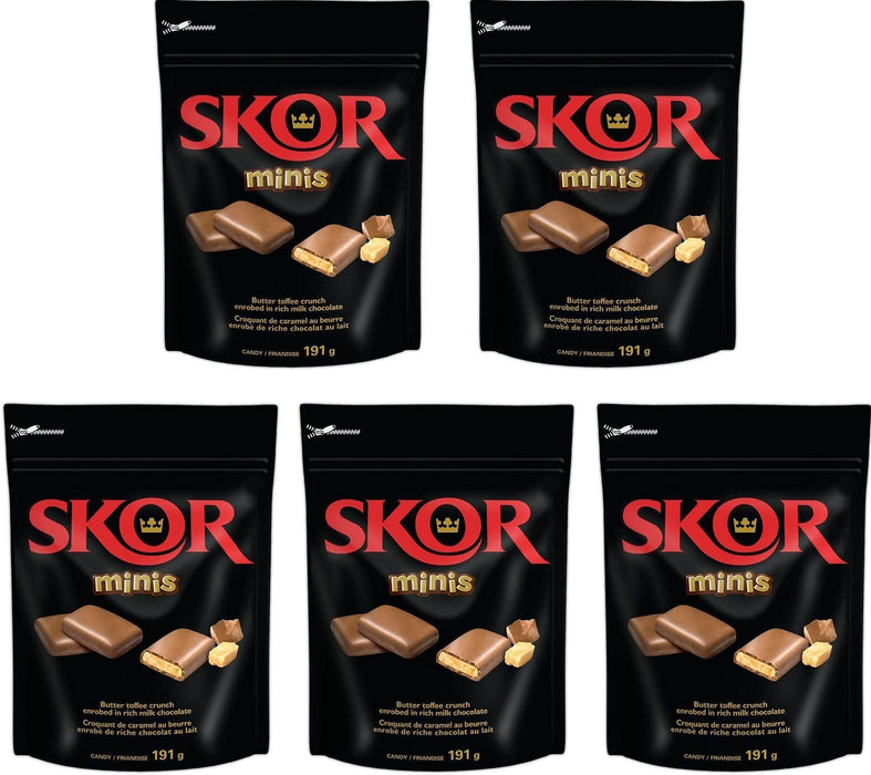 SKOR Chocolate Candy Bars with Buttered Toffee, Minis, 191g Each 5 Pouches