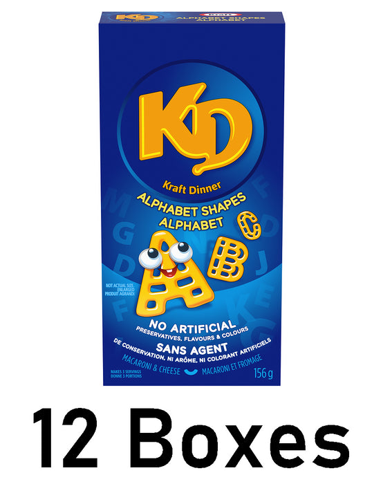 Kraft Dinner Alphabet Macaroni & Cheese Shapes, 156g Each 12 Boxes