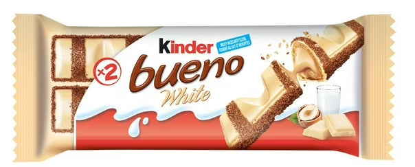 Kinder Bueno White Chocolate and Hazelnut Cream Candy Bar, King Size, 39g