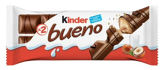 Kinder Bueno Milk Chocolate and Hazelnut Cream Chocolate Bar, 43g