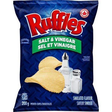 Ruffles Salt & Vinegar Potato Chips, 200g/7.1oz Bag