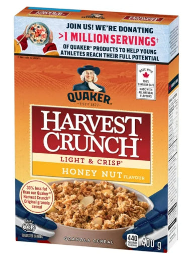 Quaker Harvest Crunch Light & Crisp Honey & Nut Flavor Granola, 400g