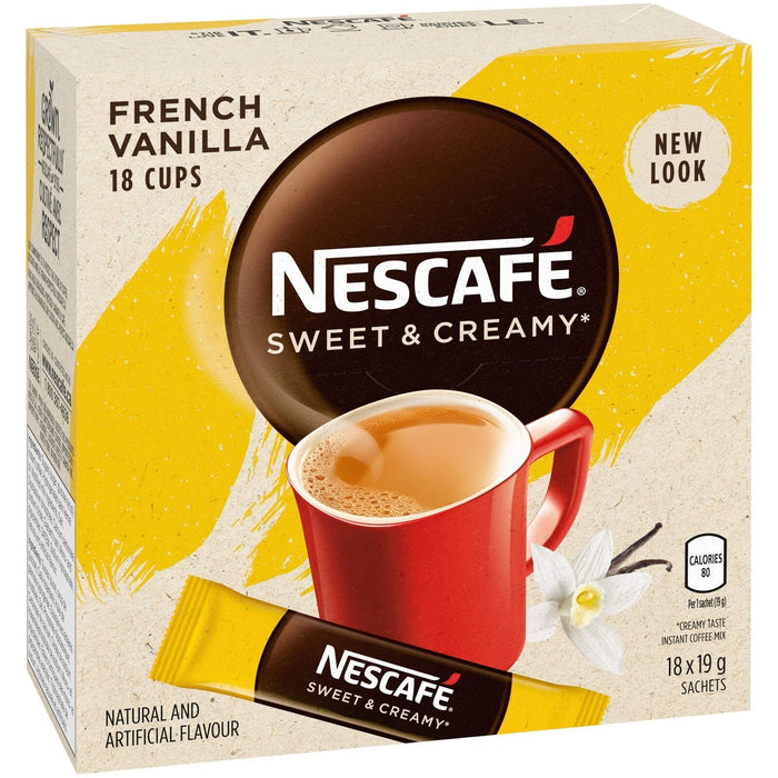 Nescafe Sweet & Creamy French Vanilla Instant Coffee Sachets 18x19g Each 6 Boxes