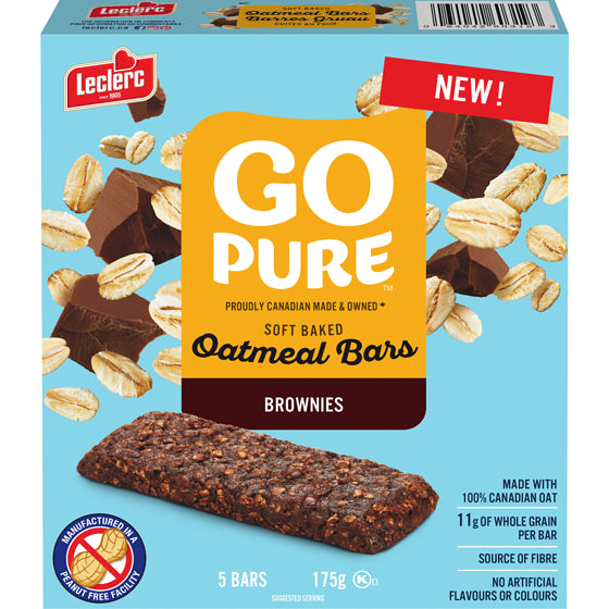 Leclerc Go Pure Brownies Soft Baked Oatmeal Bars, 175g/6oz Box - CanadaGrocery