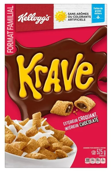 Kellogg's Krave Chocolate Flavor Cereal, Family Size, 525g