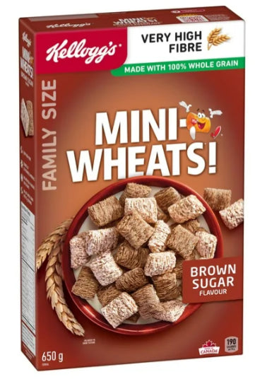 Kellogg's Mini-Wheats Cereal Brown Sugar Flavor, Family Size, 650g