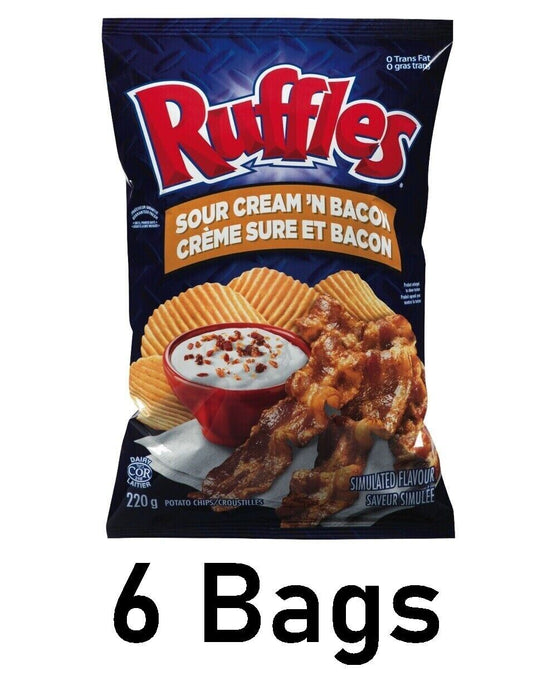 Ruffles Sour Cream 'N Bacon Potato Chips 220g Each 6 Bags