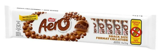 Nestle Aero Fun Size Chocolate Bars, 9 x 7.3g