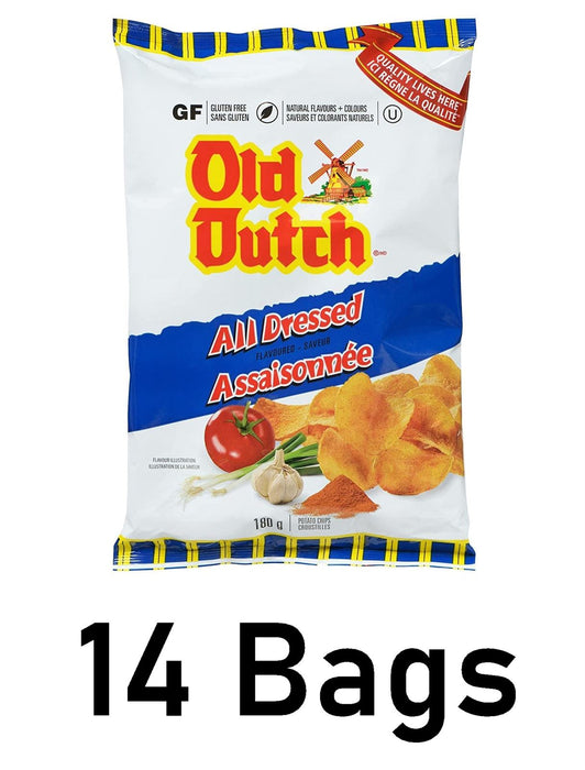 Old Dutch All Dressed Potato Chips, 180g/6.3oz (Full Case of 14)