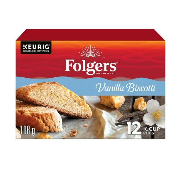 Folgers Vanilla Biscotti  Coffee Pods,12 Pods,108g