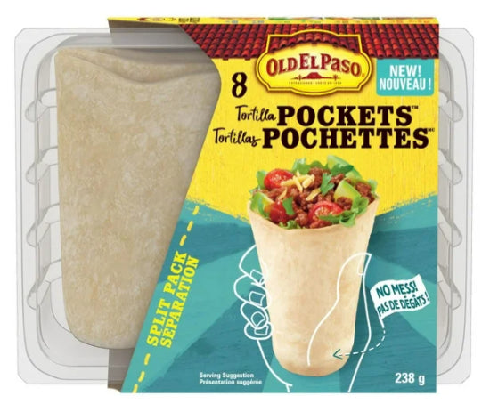 Old El Paso Tortilla Pockets, 8 Tortillas, 238g