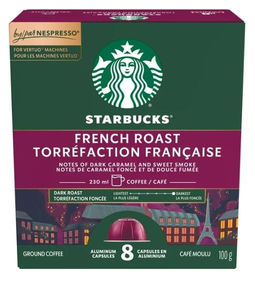 Starbucks Coffee Pods French Roast Nespresso Vertuo 8 Capsules 100 g