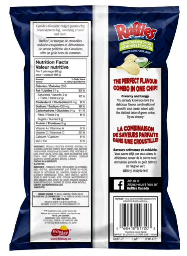 Ruffles Sour Cream 'n Onion Flavored Potato Chips, 66g