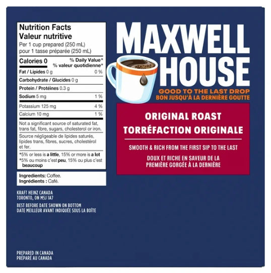 Maxwell House Original Roast Coffee Certified Compostable K-Cup Coffee Pods, 30 Pods, 285g