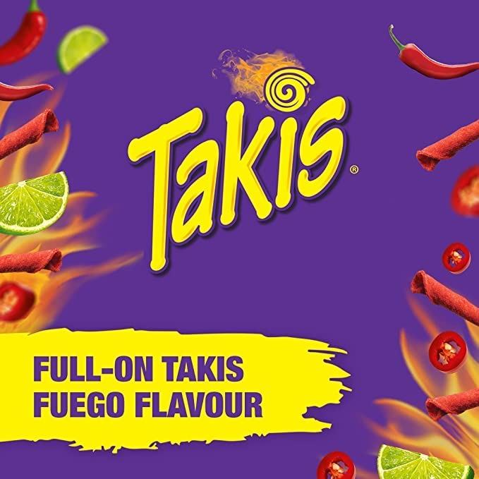 Takis Fuego Spicy Chili Pepper and Lime Rolled Tortilla Chips, 280g Each 4 Bags