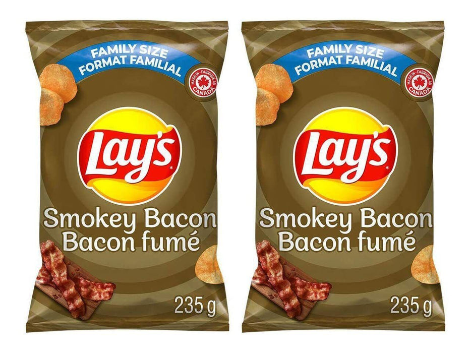 Lays Smokey Bacon Potato Chips, 235g/8.3oz 2 BAGS