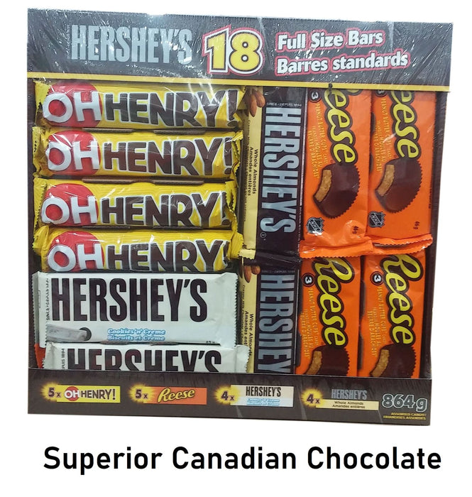 Hershey's Canada 18 Full Size Bars Variety Pack 1.9lbs