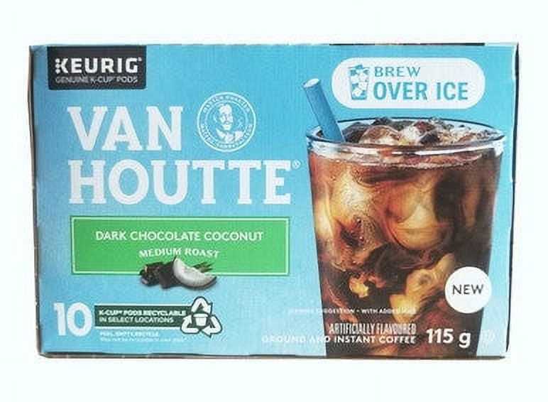 Van Houtte Brew Over Ice Dark Chocolate Coconut Medium Roast Coffee, 10 K-Cups