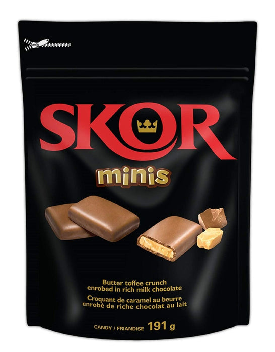 SKOR Chocolate Candy Bars with Buttered Toffee, Minis, 191 Gram