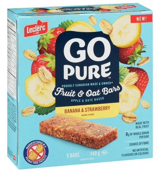 Go Pure Banana & Strawberry Fruit & Oat Bars, 5 Bars, 140g