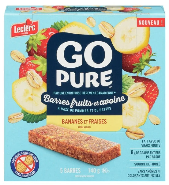 Go Pure Banana & Strawberry Fruit & Oat Bars, 5 Bars, 140g