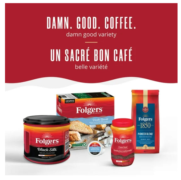 Folgers Classic Medium Roast K-Cup Coffee Pods, 12 Count, 96g
