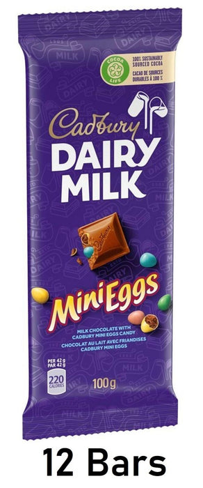 Cadbury Dairy Milk Chocolate with Mini Eggs Candy Bar 100g Each 12 Bars From Can