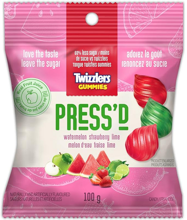 Twizzlers Press'd Fruit Gummies, Watermelon, Strawberry & Lime Flavors, 100g