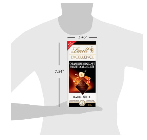 Lindt EXCELLENCE Caramelized Hazelnut Dark Chocolate Bar, 100g