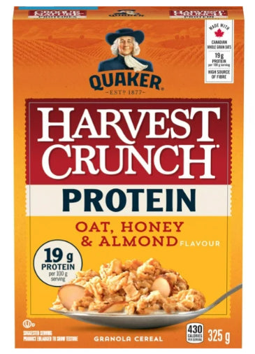 Quaker Harvest Crunch Protein Oat, Honey and Almond Cereal, 325g