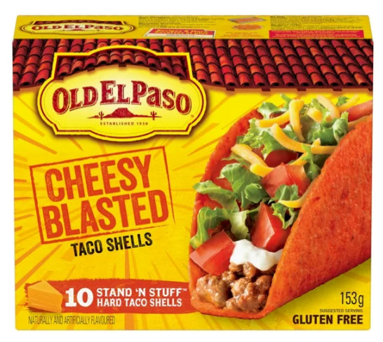 Old El Paso Stand n Stuff Taco Shells, Cheesy Blasted, Gluten Free, 10 Count, 153g