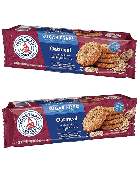 Voortman Bakery Sugar Free Oatmeal Cookies 8oz, 2 PACKS