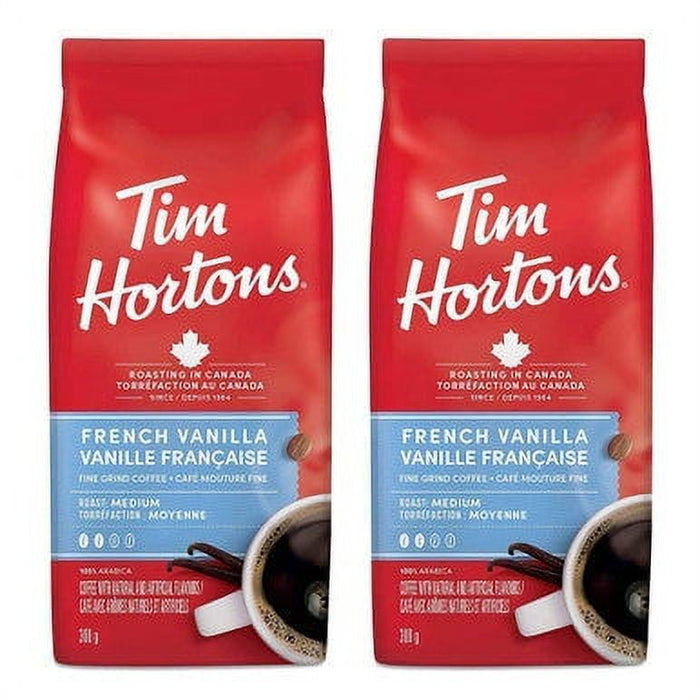 Tim Hortons French Vanilla, Fine Grind Coffee, Medium Roast, 10.6oz, 2 BAGS