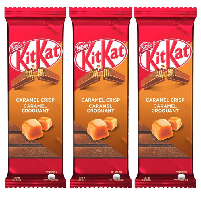 Kit Kat Caramel Crisp Wafer Bar 4.2oz 3 Bars, Canadian Product. 1-5 DAY SHIPPING