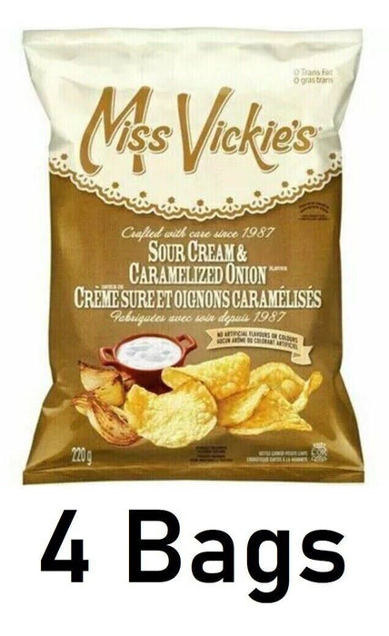 Miss Vickies Kettle Cooked Sour Cream & Caramelized Onion Chips 190g Each 4 Bags