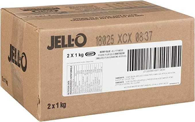 Jell-O Berry Blue Jelly Powder Gelatin Mix, 1kg/2.2lbs (Pack of 2)