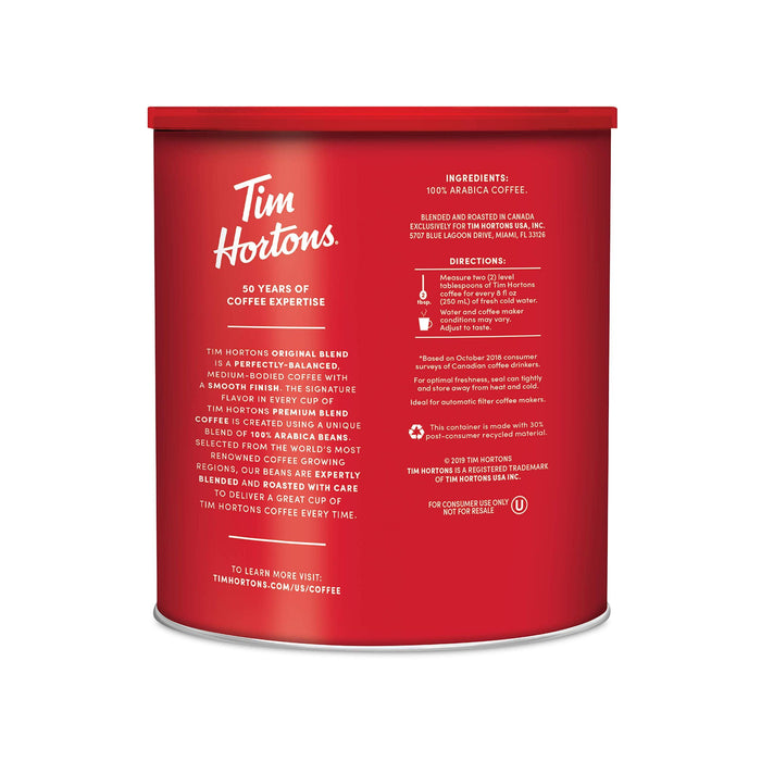 Tim Hortons Medium Roast Ground Coffee, Canada’s Favorite Coffee, 48oz Can