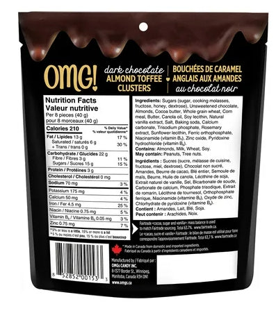 OMG! Dark Chocolate Almond Toffee Clusters, 100g