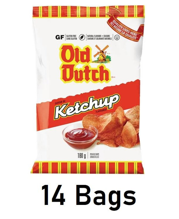 Old Dutch Ketchup Potato Chips, 180g/8.2oz (Full Case of 14)