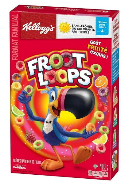 Kellogg's Canadian Froot Loops Breakfast Cereal, Family Size, 480g