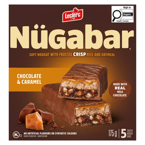Leclerc Nugabar Coated Nougat Bars Chocolate and Caramel, 175g