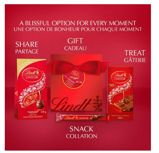 Lindt LINDOR Milk Chocolate Truffles Bag, 240g