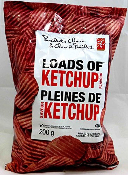 President's Choice Potato Chips, Loads of Ketchup, 200 Grams/7.05oz 3 BAGS