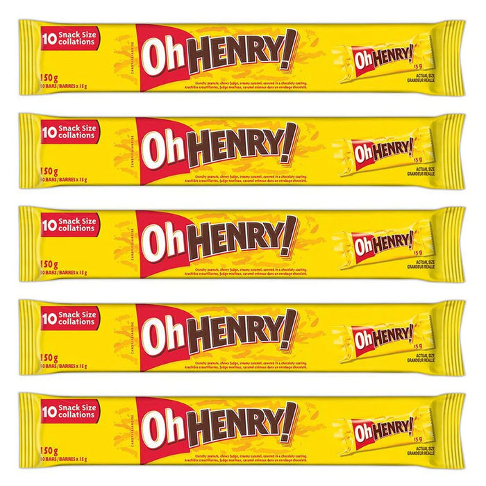 Hershey's Oh Henry! Snack Size Candy Bars 5 Packages, 8 Count Each (40 Total)