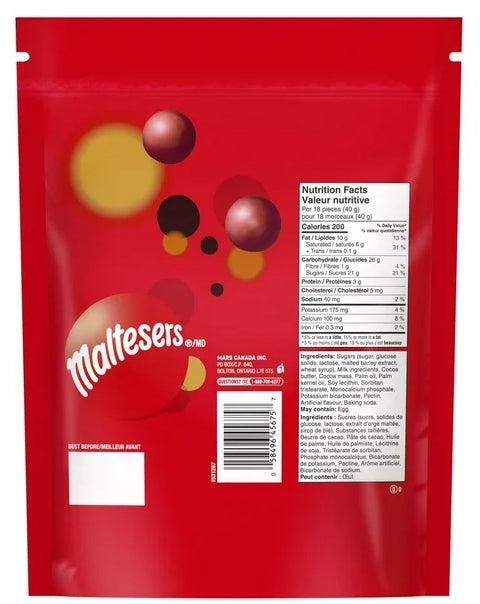 Maltesers, Milk Chocolate Candy Bites, Sharing Bag, 650g