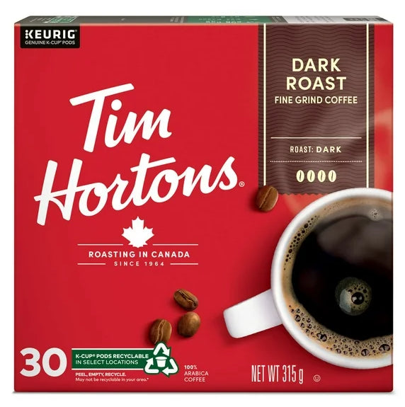 Tim Hortons Dark Roast Coffee, Keurig K-Cups, 30ct, 315g