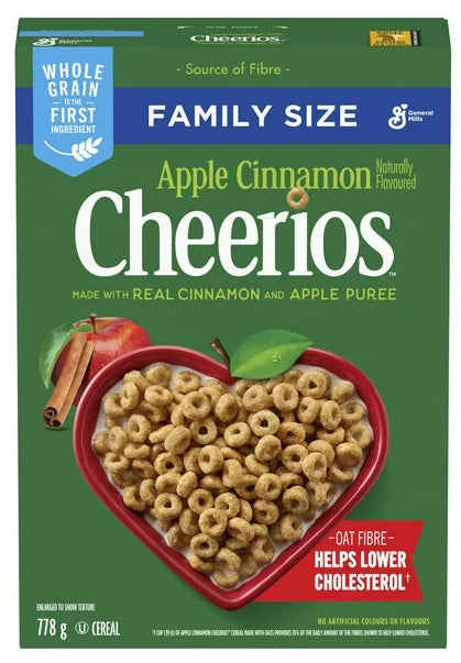 Cheerios Apple Cinnamon Cereal, Family Size, 778g